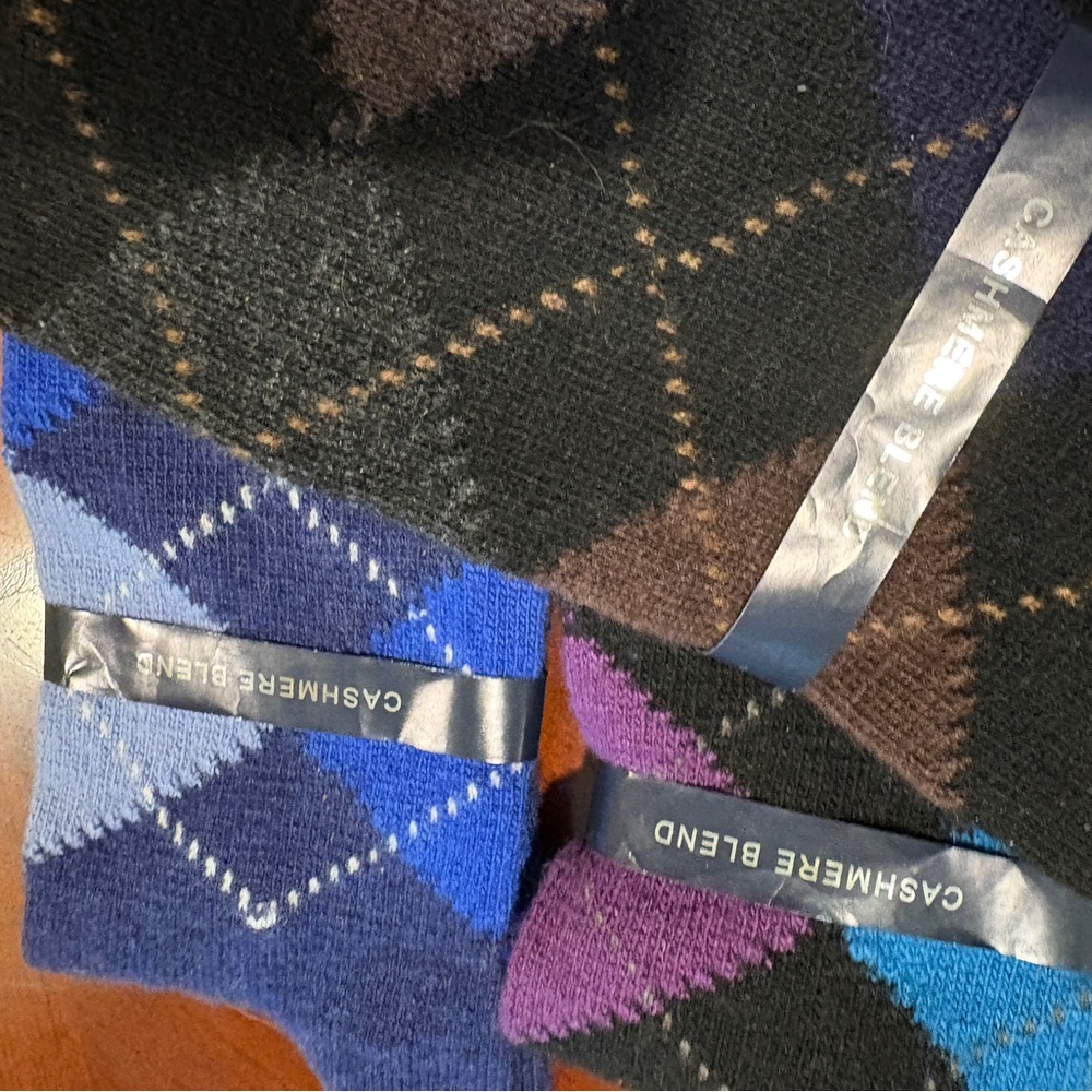 Akris Punto Argyle Dress Socks - Black, Blue, Purple